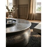 thumbnail of Couchtisch 75x31x75cm Aluminium Silber Beistelltisch orientalisch rund, Flacher Hammerschlag Sofatisch Metall, Design Wohnzimmertisch modern,