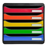 thumbnail of EXACOMPTA Cassettiera Big-Box Plus 3097298D, 5 cassetti, box polistirolo monoblocco, (PxlxAlt) 34,7x27,8x27,1 cm, gamma Iderama nero/arlecchino glossy
