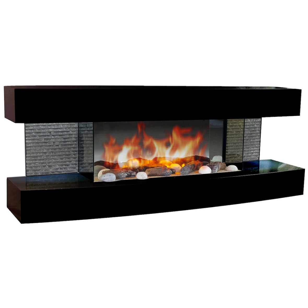 Chemin'Arte Elektrischer Wandkamin Lounge Schwarz 120 cm mit LED-Flammeneffekt - 207