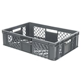 thumbnail of Etagenwagen mit 5 Ebenen, BxTxH 1050x500x1450 mm bestückt mit 10 Euroboxen BxTxH 600x400x150 mm, durchbrochen (grau)