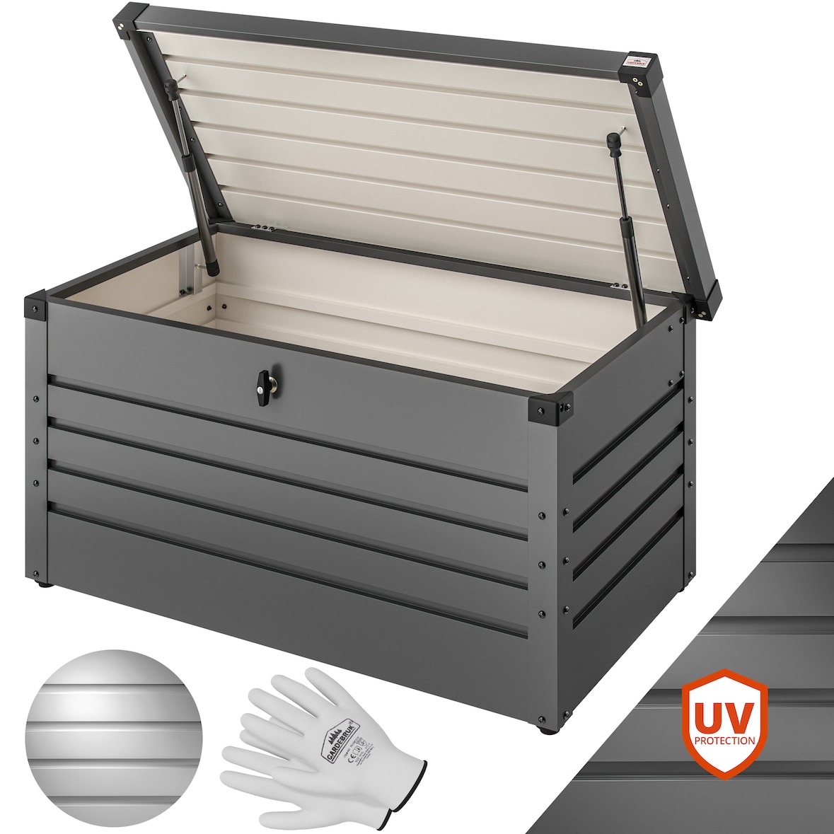 Gardebruk Metall Auflagenbox 360L abschließbar Kissenbox Gartentruhe Gerätebox