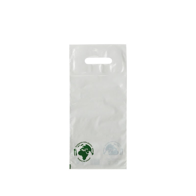 Witte LDPE plastic tas voor 1 fles met uitsnijdingen 19 x 40 + 4,5 cm per 1000 - Gimex