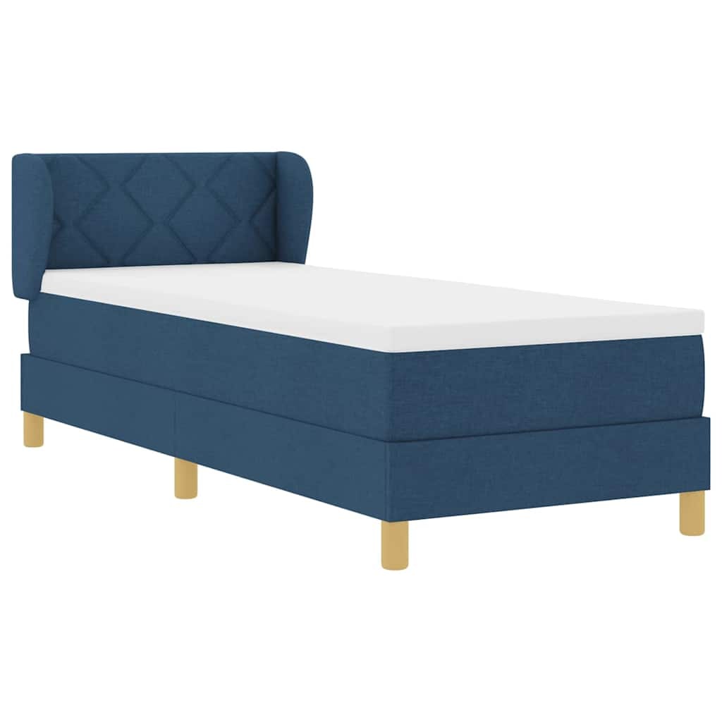 vidaXL Boxspringbett mit Matratze mit Kopfteil Blau 80 x 200 cm Stoff