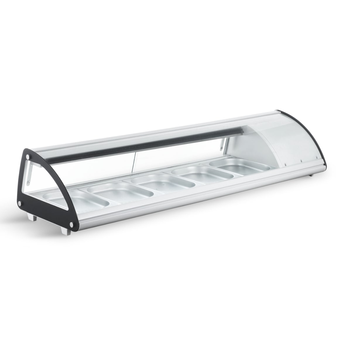 Vetrina Frigo per Sushi da Banco Refrigerata - Vetro frontale curvo apribile - Motore incorporato - Bianco - 8 gn 1/3 - 175,4x45x33h cm