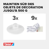 thumbnail of Lot de 3 Crochets de Plafond Auto-Adhésifs – Fixation d'Objets Décoratifs Jusqu'à 0,5 kg/Crochet – S'enlèvent sans Laisser de Traces – Blanc