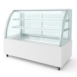 thumbnail of Romux® Kühlvitrine für Konditorei Standgerät 2 Böden Gebogenes Glas Weiß 450 Liter Umluftkühlung | Professionelle Vitrinen