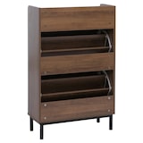 thumbnail of Schuhkipper HWC-P45, Schuhregal Schuhschrank, 2 Kippfächer Ablage Schublade MDF 95x60x24cm ~ braun