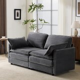 thumbnail of 2-Sitzer-Sofa 85x176x75 Modernes Design, bequeme Sitzfläche, Holzrahmen, Kord-Stoff, Wohnzimmer Couch, Grau