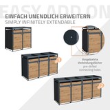 thumbnail of ML-Design Mülltonnenbox 4er Holzoptik mit Pflanzdach, für 4×240L, 264×80×124 cm, Stahl, wetterfest & abschließbar, Müllbox mit Tür