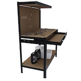 thumbnail of Banco Tavolo Da Lavoro 3 Livelli 120 x 60 Cm Max 370 Kg Cassetto Parete Pannello Forato Porta Attrezzi Utensili Garage Officina Cantina Magazzino Nero