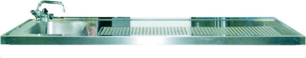 Schanktischabdeckung 3100x750mm mit Wulstrand 2 Becken links
