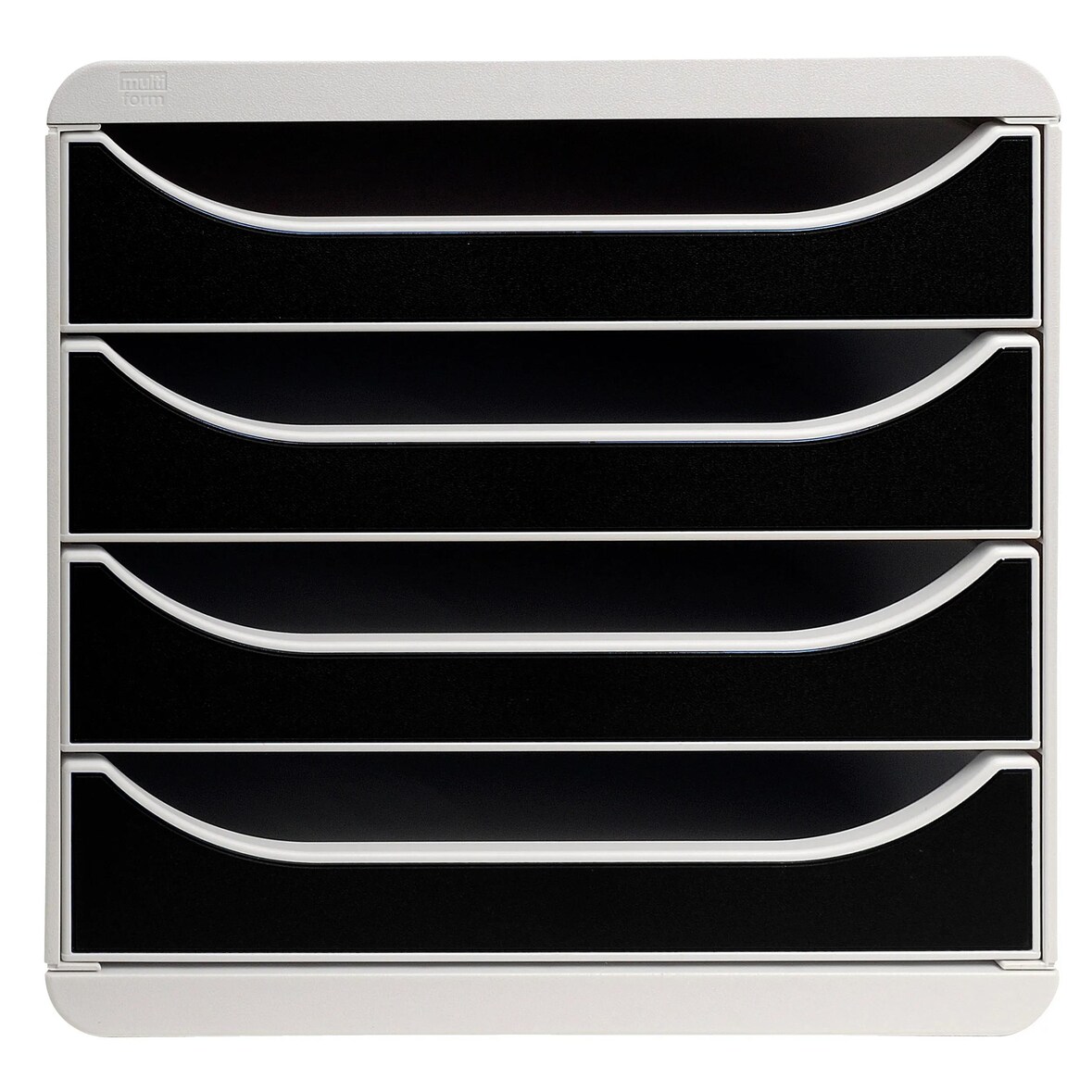 EXACOMPTA Cassettiera Big-Box  310014D, 4 cassetti, box polistirolo monoblocco, (PxlxAlt) 34,7x27,8x26,7 cm, gamma Office, grigio/cassetti nero