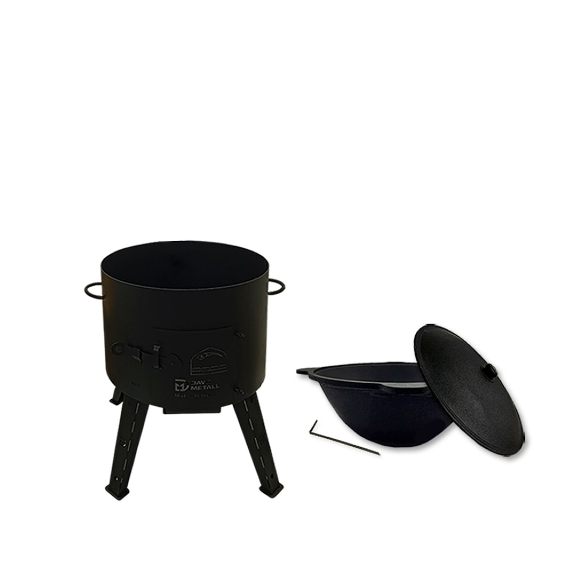 Utschak mit Kazan 10 L Set Kasan aus Gusseisen Schüreisen