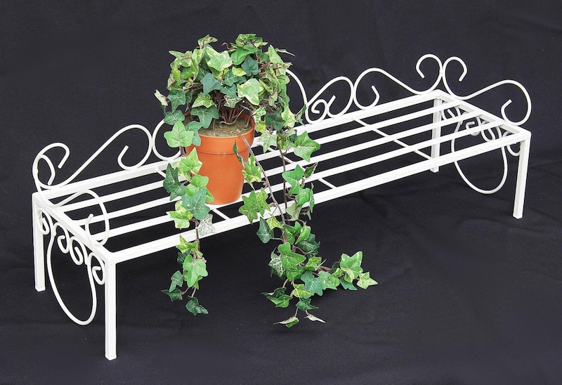 DanDiBo Blumenbank Metall Weiß 75 cm Blumenständer Mi Blumenregal Blumentreppe Pflanzentreppe Blumenregal Pflanzenständer Blumenhocker