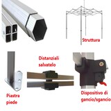 thumbnail of Gazebo 3x4,5 m bianco pieghevole alluminio piantone esagonale 45mm con laterali