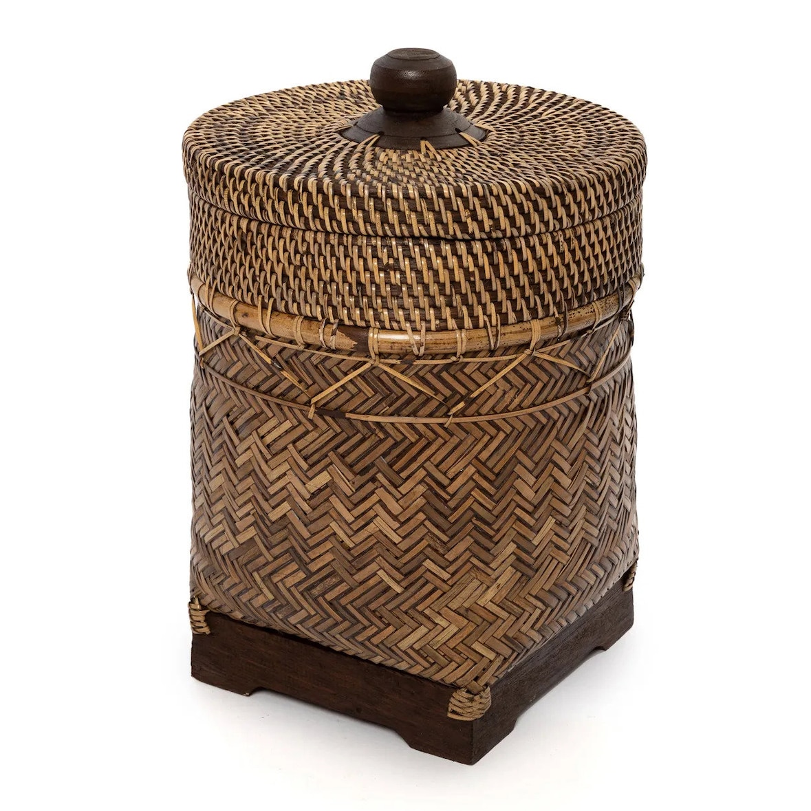 Bazar Bizar Badkamer prullenbak van rotan 27x27 cm naturel bruin