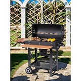 thumbnail of Tarrington House Barbacoa de carbón Louisiana, superficie de asado 71 x 35 cm, estantes laterales abatibles, móvil, acero/madera, negro