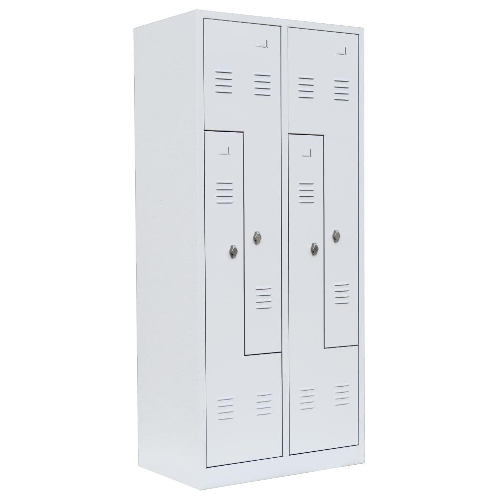 4er Z-Spind Umkleideschrank Stahl Kleiderspind Spindschrank für enge Raumverhältnisse180x80x50cm weiß