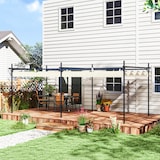 thumbnail of Outsunny pérgola con techo retráctil pérgola de aluminio 6x3 m cenador con tela de poliéster anti-UV resistente al agua pabellón para exterior crema