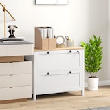 thumbnail of Armário de Escritório Móvel Arquivador com 2 Gavetas 2 Barras Suspensas para Tamanho A4 e 2 Chaves 79x40x72 cm Branco e Madeira