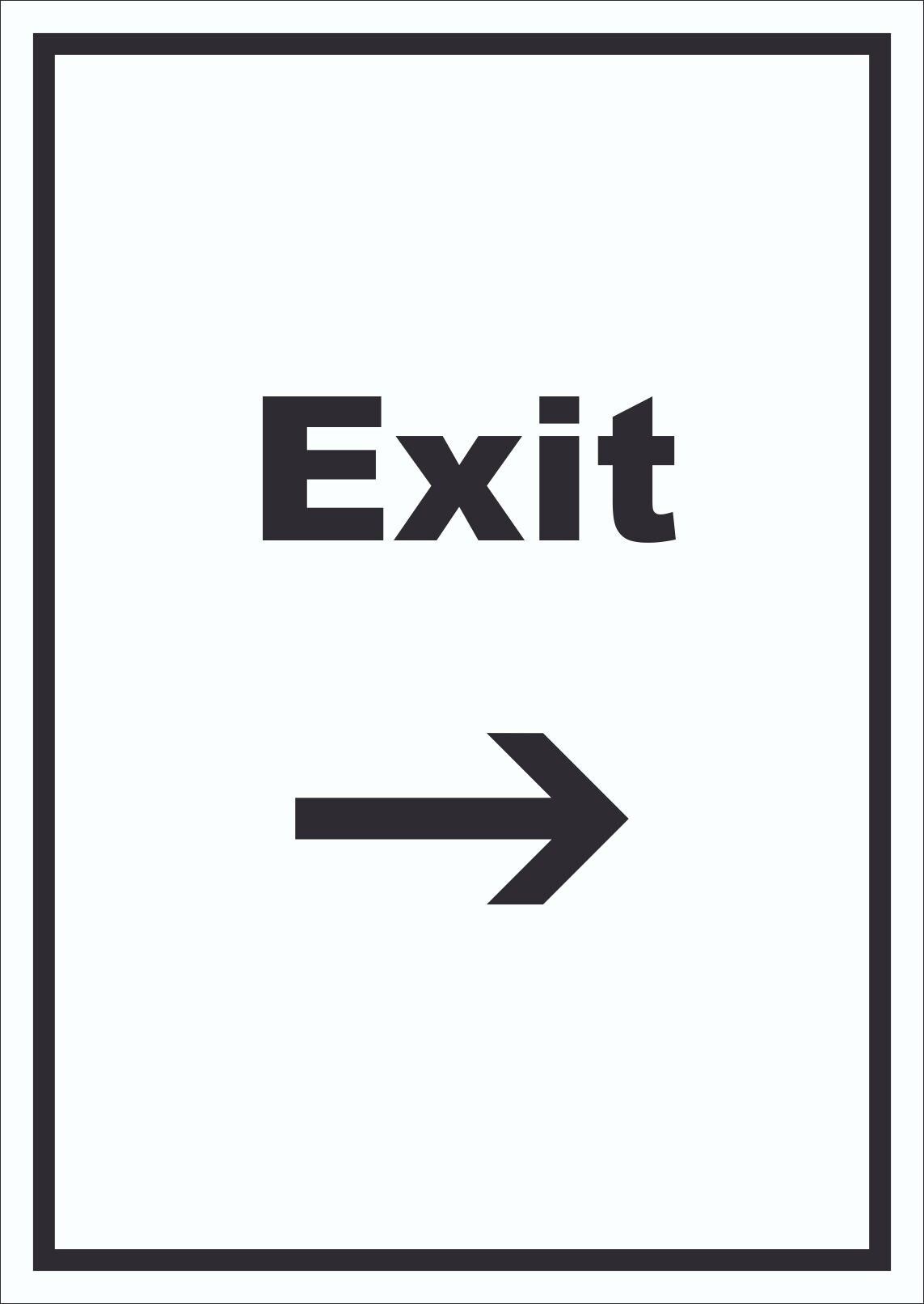 Exit Schild mit Text und Richtungspfeil rechts Ausgang hochkant A0 Rückseite selbstklebend