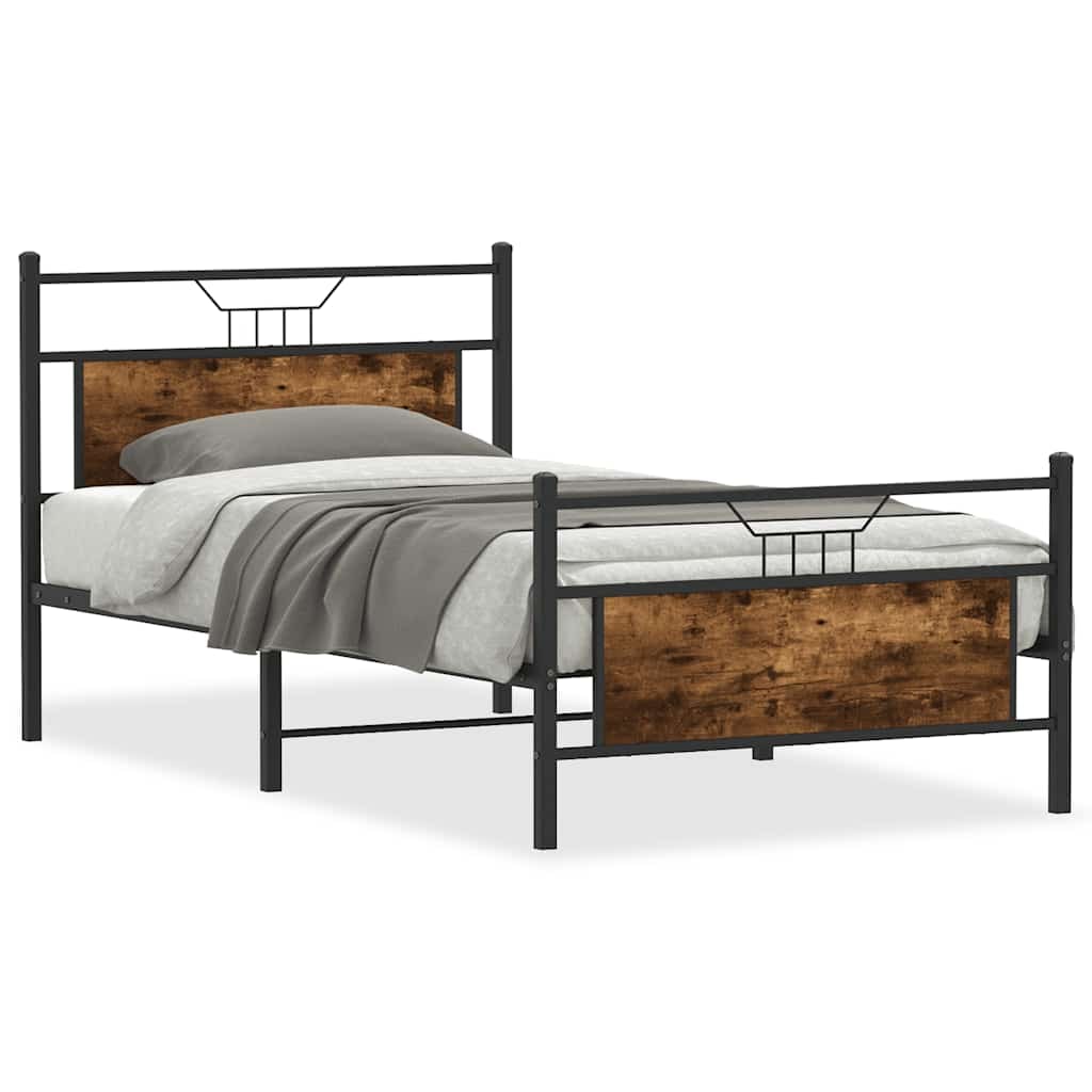 vidaXL Bettgestell ohne Matratze Räuchereiche 107x203 cm Holzwerkstoff
