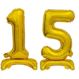 thumbnail of Stehender Folienballon Zahl 15 gold 38 cm 15. Geburtstag