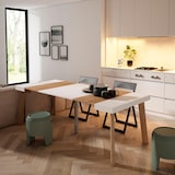 thumbnail of Uitschuifbare Consoletafel, Console table, 222x90x73cm, Voor 10 personen, Houten poten, Moderne stijl, Eiken/Wit _ 309_19