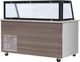 thumbnail of Skyrainbow SNACK-Line, Kalte Theke, 6x GN1/1, Granit rosa-grau, 223x82x85.5 Glasaufbau Klarglas schwarzer Rand, ohne Zwischenablage H=396mm