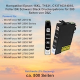 thumbnail of Kompatibel Epson 16XL, T1631, C13T16314010, Füller BK Schwarz Black Druckerpatrone für 500 Seiten von D&C