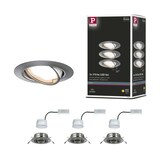 thumbnail of Paulmann Spot encastré LED Base Coin Kit de base orientablerond 90mm 20° Coin 3x5W 3x370lm 230V3000K Acier brossé 93421