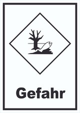 thumbnail of Schild Kenn­zeichen Umwelt­gefähr­dend Gefahr Fisch Wasser Baum hochkant A4 (210x297mm)