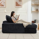 thumbnail of Chaiselongue Relaxliege Cordstoff 4 Kissen Memory-Schaum Ergonomisch Sofaliege 137x175x63 Wohnzimmer Grau Ohne Montage