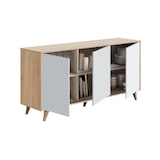 thumbnail of Dmora Credenza Arvada, Madia moderna a 3 ante e ripiani, Buffet da cucina, Buffet di design da soggiorno, 154x40h75 cm, Rovere e Bianco