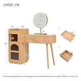 thumbnail of Schminktisch-Set 120x40x90 cm mit LED-Spiegel und 3-Farbiger Beleuchtung, Kosmetiktisch aus Holz in Natur