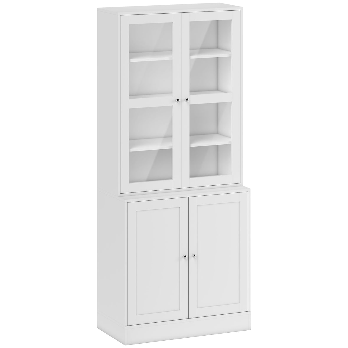 Vitrina para Salón Estantería Librería con 4 Puertas y Estantes Ajustables Estilo Moderno Multiusos para Cocina Oficina 76x40x178,5 cm