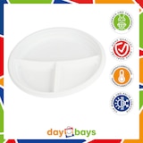 thumbnail of DayBays Plastikteller 3 Geteilt 1000 Stk. Weiß Rund Menüteller Plastik Teller 22 cm Einweg Spülmaschinenbeständig