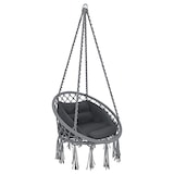 thumbnail of Poltrona Sospesa Pensile Da Giardino Corda In Cotone Struttura In Acciaio Cuscino Sedia Dondolo Amaca Esterno Terrazzo Design Fino A 160 Kg Grigio