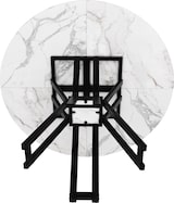 thumbnail of Merax Runder Esstisch 100 x 100 x 76cm mit kleinem Stauraum, marmorierte MDF-Platte, für 4-6 Personen, Schwarz