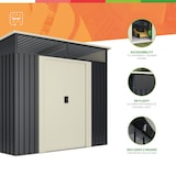 thumbnail of Wasabi - Caseta Jardín Exterior 7,6m2 Stark - Tragaluz de Policarbonato - Gris Antracita y Beige - Puerta Corredera Doble - Techo Inclinado