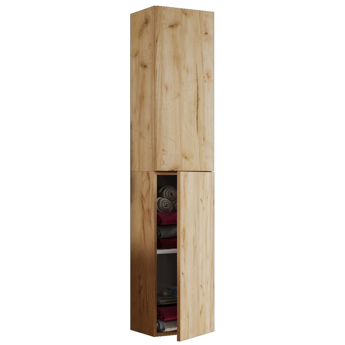 VCM Badmöbel Hochschrank Lendas Honig-Eiche H. 150 x B. 33 x T. 22 cm