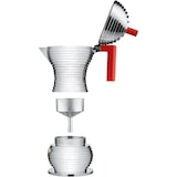 thumbnail of pulcina, cafetera 6 tazas en aluminio con asa rojo, alessi