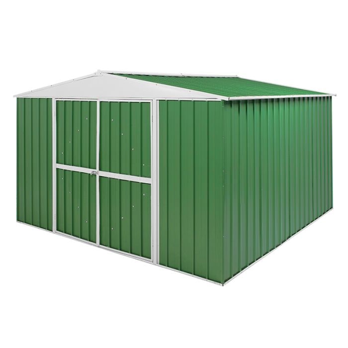 Box in lamiera casetta giardino Acciaio Zincato 360x345cm x h2.12m - 150KG - 12,42 mq - VERDE