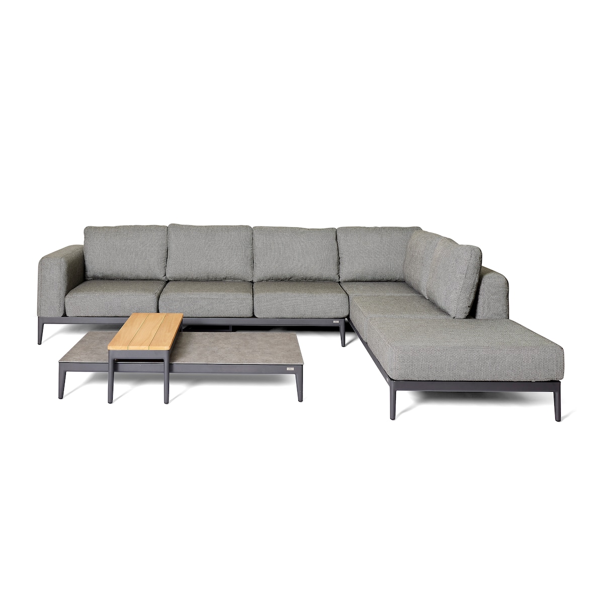 Athene – Lounge-Set mit zwei Beistelltischen   Anthrazit – Teakholz