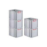thumbnail of PROREGAL 10x Eurobox NextGen Color | HxBxT 22x30x40cm | 30 Liter | Griffe rot geschlossen | Glatter Boden | Eurobehälter