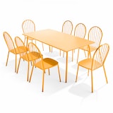 thumbnail of Ensemble table de terrasse et 8 chaises bistrot en acier jaune