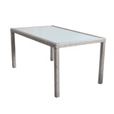 thumbnail of Tavolo rettangolare 150x90 cm da esterno giardino con struttura in acciaio rivestito in wicker e piano in vetro opaco 5 mm Portorico -  White