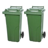 thumbnail of Mega Deal 2x PROREGAL 2-Rad-Mülltonne, 120 Liter, HDPE Kunststoff, Grün, Mülltonne, Müllgroßbehälter, Mülleimer, Abfalltonne, Müllbehälter