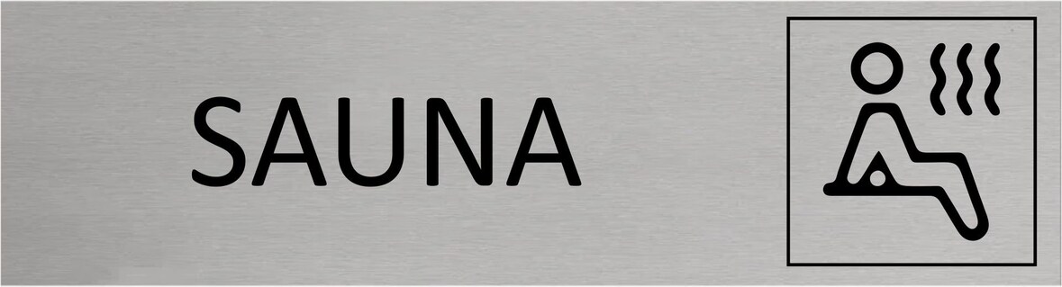 CombiCraft Aluminium Türschild Sauna 165x45mm mit 3M-Tape zur Befestigung, einfache Kennzeichnung von Räumen und Bereichen
