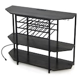 thumbnail of Helloshop26 - Wijnrek 120 x 40 x 92 cm opbergruimte voor 21 flessen en 8 glazen industriële stijl grijs bewerkt hout 20_0019239
